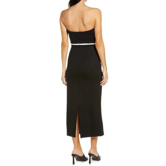 STAUD Honeydew Strapless Cocktail Dress Black and White Large NEW - Picture 5 of 12